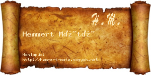 Hemmert Máté névjegykártya