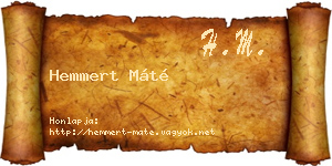 Hemmert Máté névjegykártya